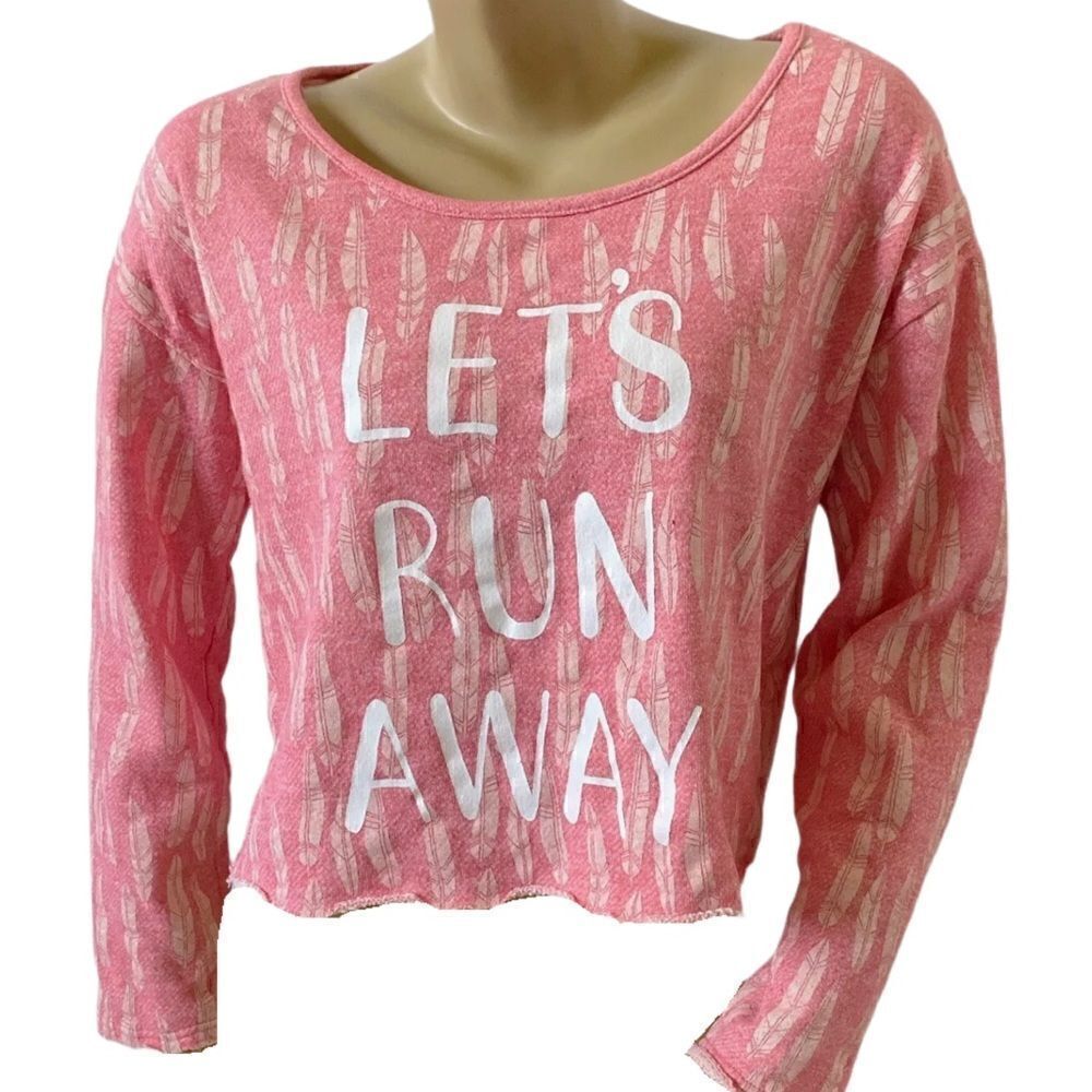 New! Bethany Mota Let’s Runaway Cropped Sweatshirt Sz M